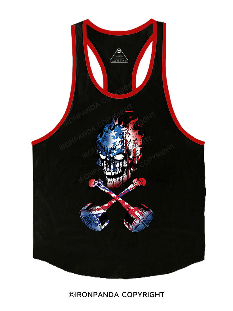 american flag Skull Stringer Gym Vest