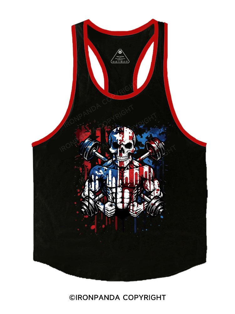 american flag Skeleton Stringer Gym Vest