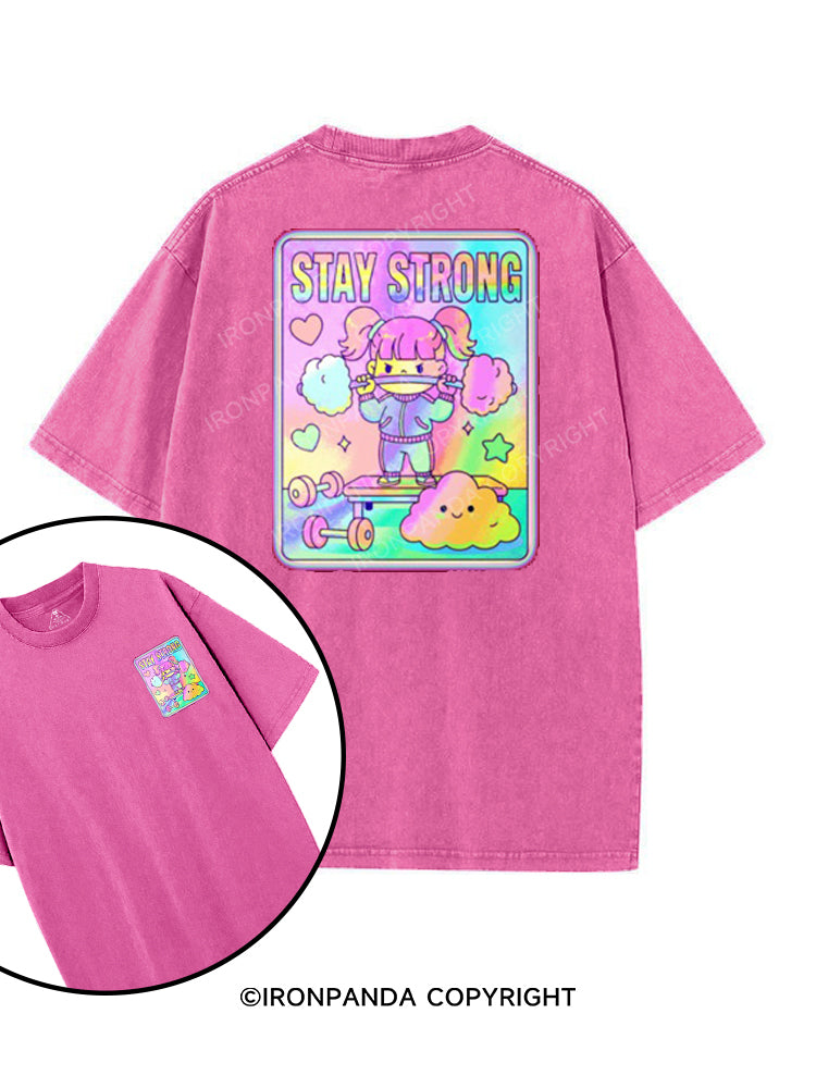 STAY STRONG printed Gym Shirt