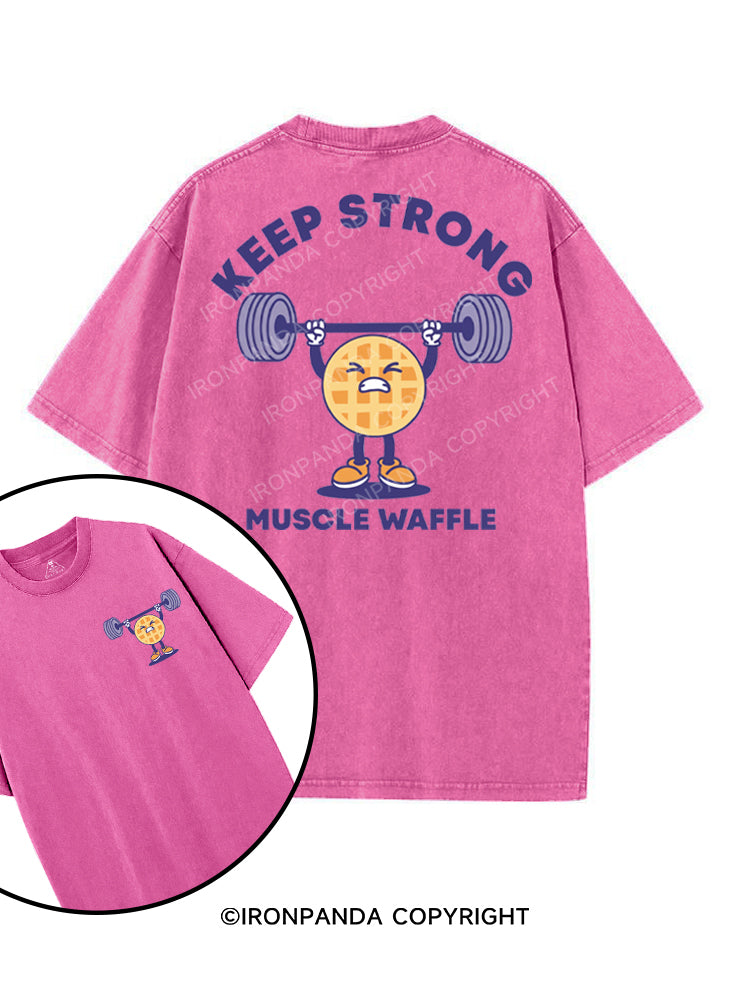 KEEP STRONG MUSCLE WAFFLE printed Gym Shirt