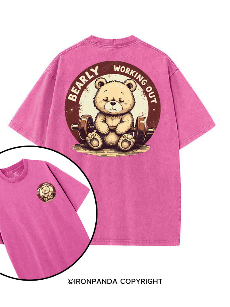 BEARLY WORKING OUT printed Gym Shirt