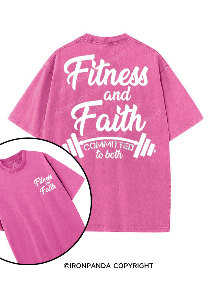 FITNESS AND FAITH COMMITTED TO BOTH printed Gym Shirt