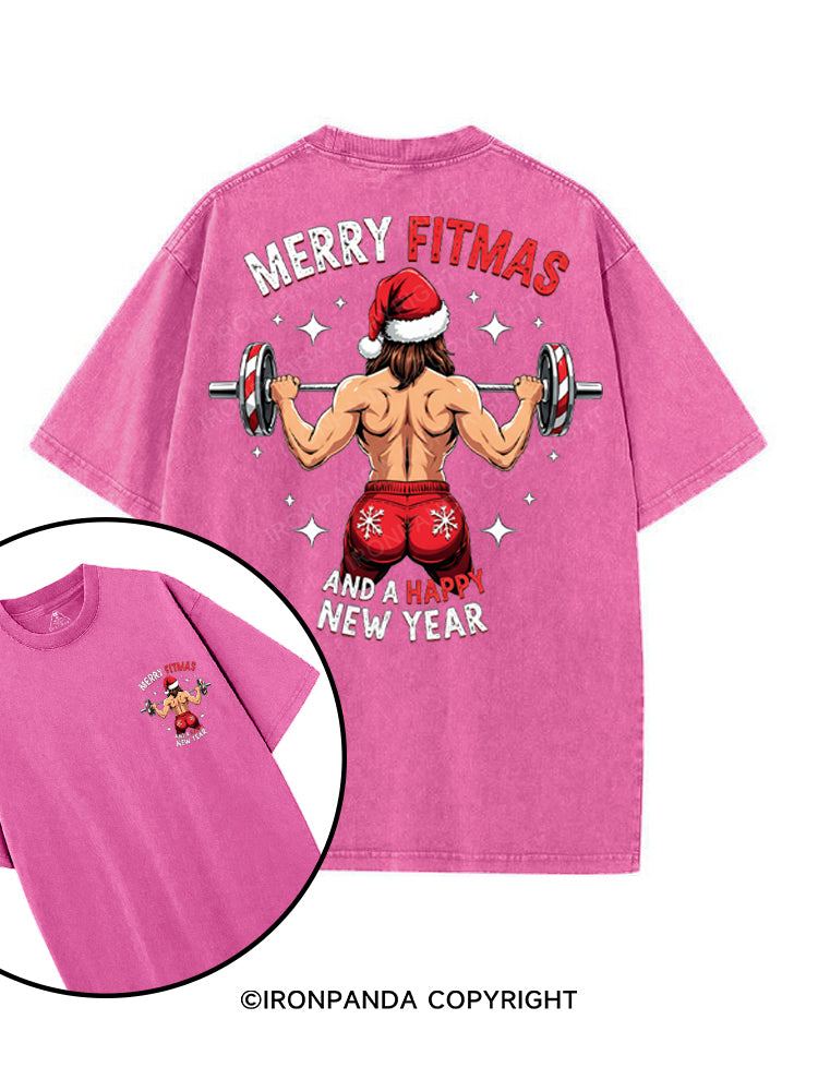 MERRY FITMAS AND A HAPPY NEW YEAR printed Gym Shirt