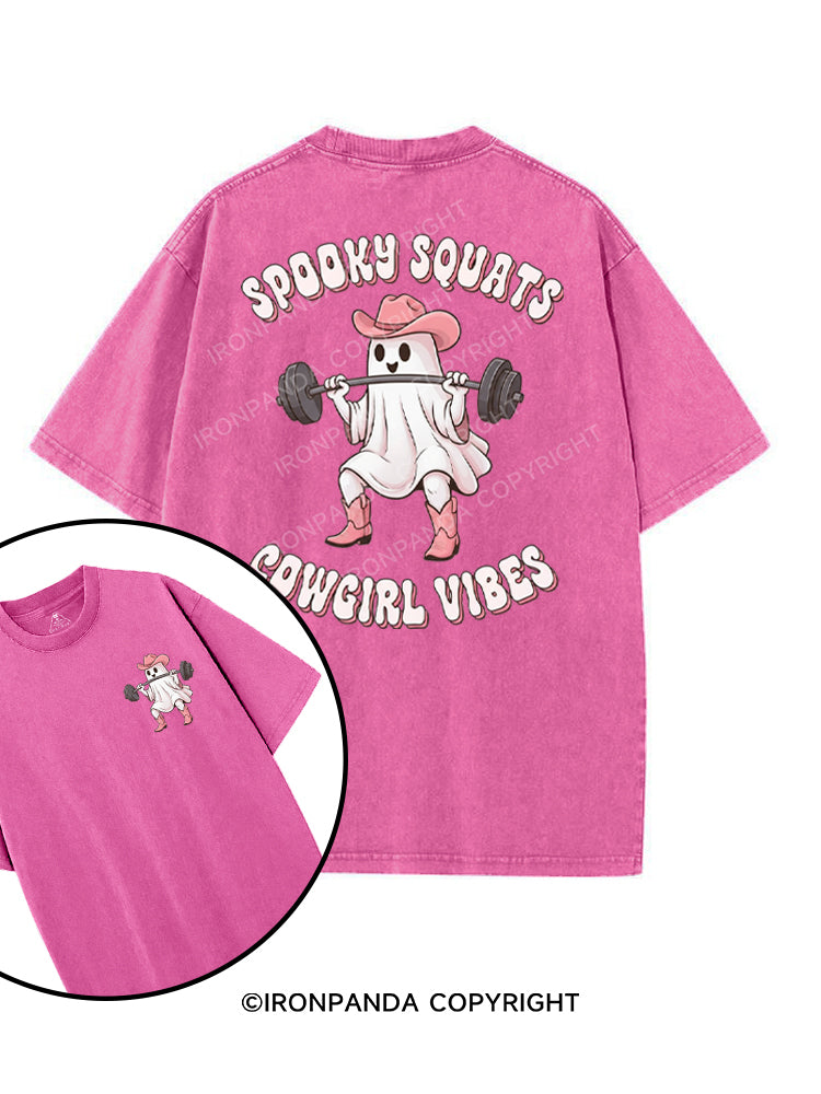 SPOOKY SQUATS COWGIRL VIBES printed Gym Shirt