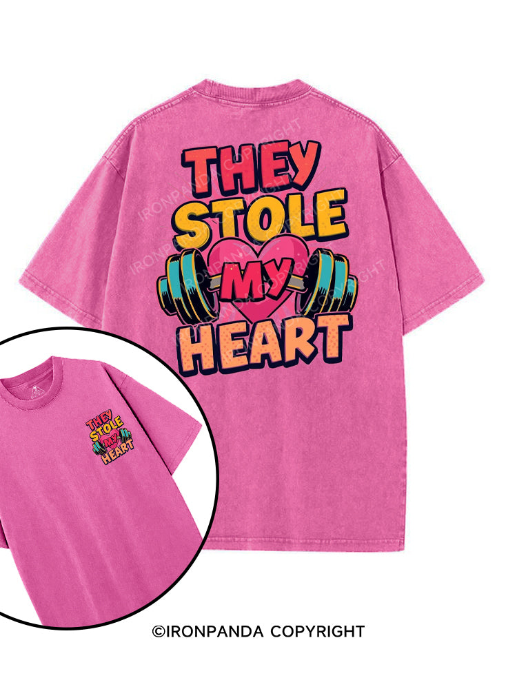 THEY STOLE MY HEART printed Gym Shirt