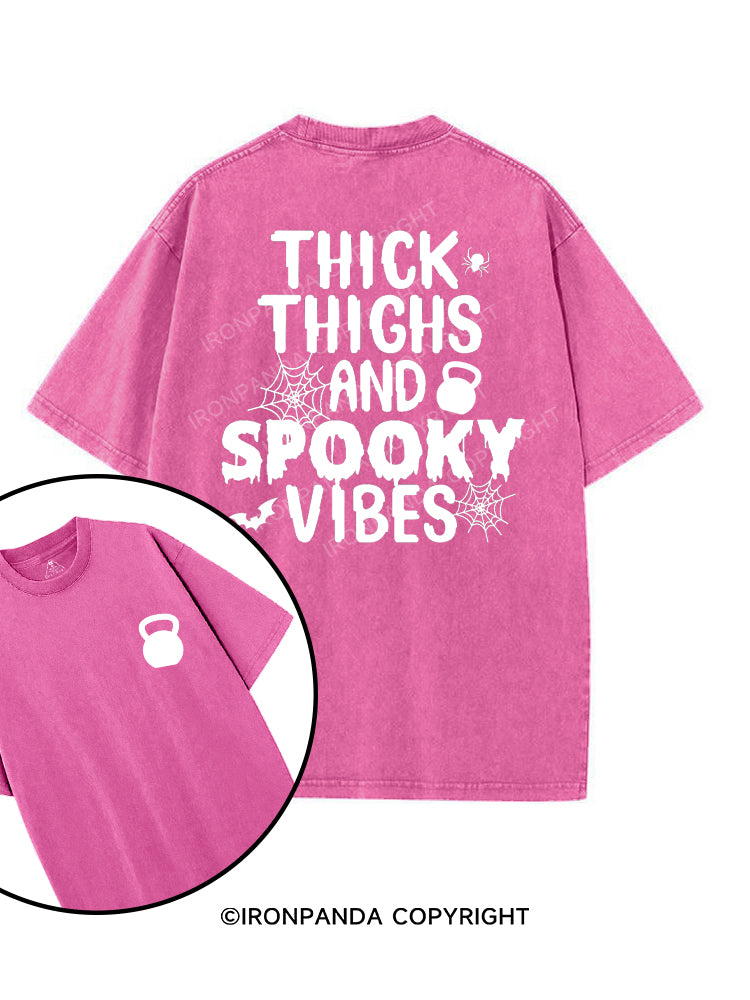 THICK THIGHS AND SPOOKY VIBES printed Gym Shirt