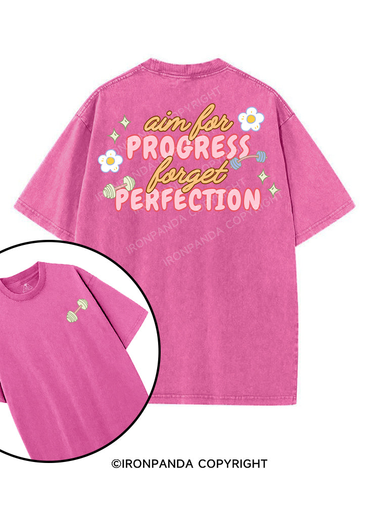 AIM FOR PROGRESS FORGET PERFECTION printed Gym Shirt
