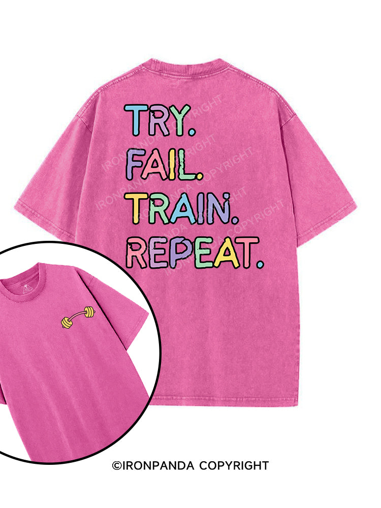 TRY FAIL TRAIN REPEAT printed Gym Shirt