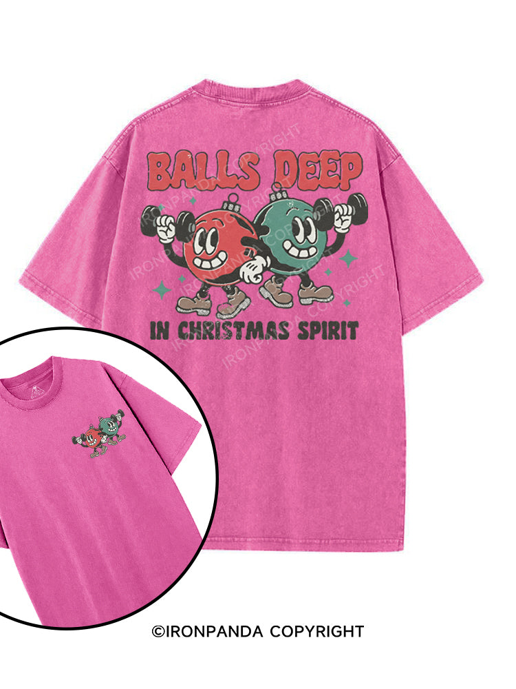 BALLS DEEP IN CHRISTMAS  SPIRIT printed Gym Shirt