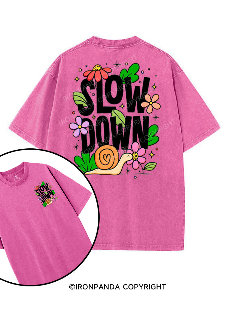 SLOW DOWN printed Gym Shirt
