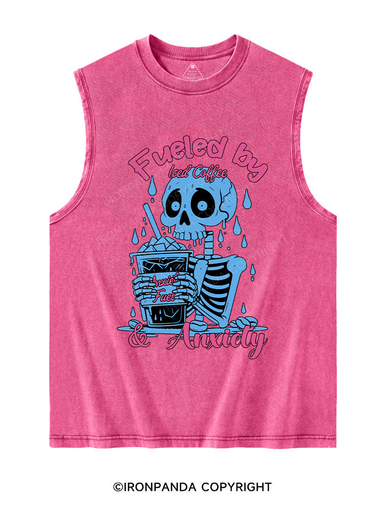 FUELED BY ICED COFFEE & ANXIETY Washed Tank