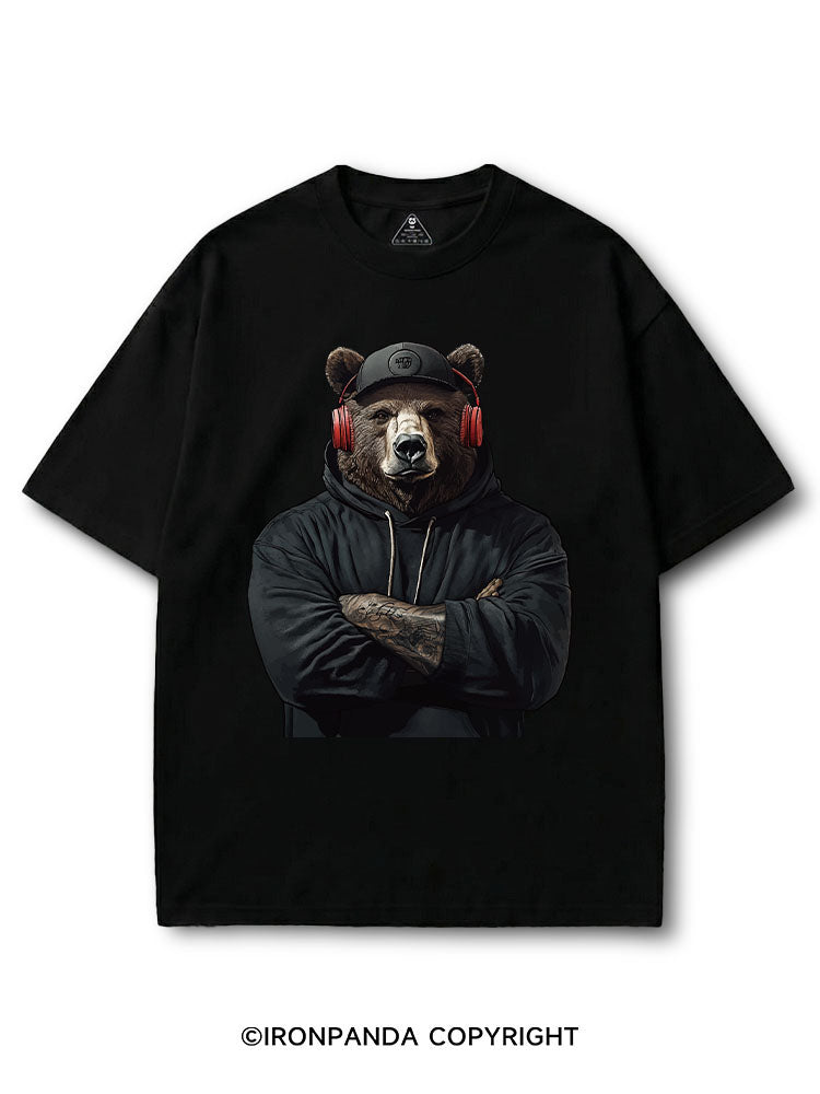 Bear with headphones COTTON PUMP COVER