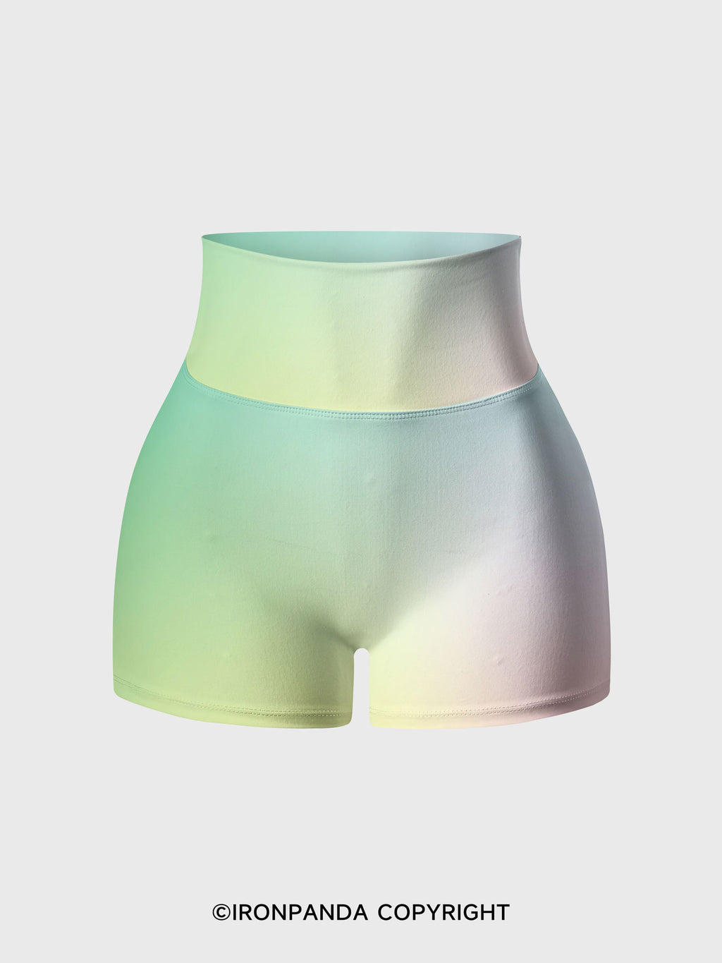 green Printed Yoga Shorts