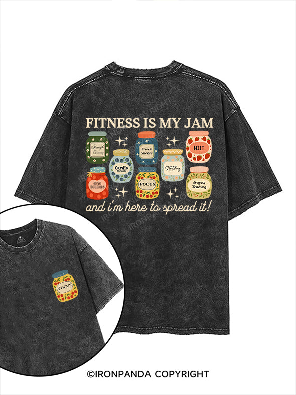 FITNESS IS MY JAM AND I'M HERE TO SPREAD IT! printed Gym Shirt