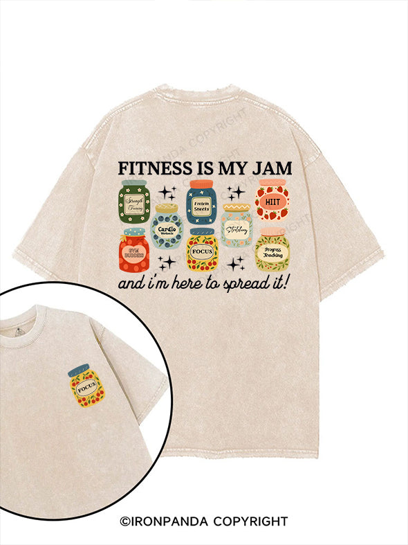 FITNESS IS MY JAM AND I'M HERE TO SPREAD IT! printed Gym Shirt