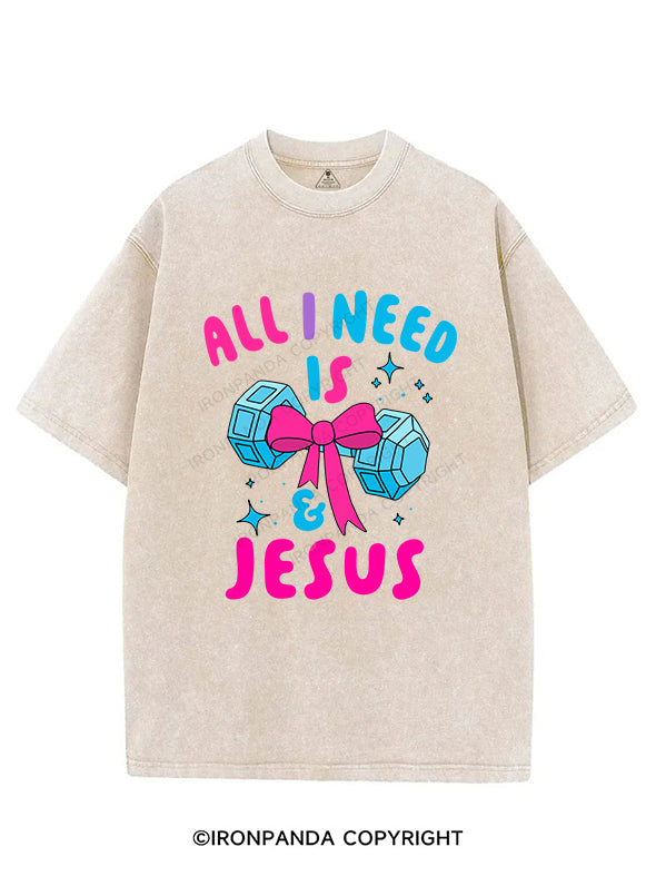 ALL I NEED IS MY WEIGHTS & JESUS VINTAGE GYM SHIRT