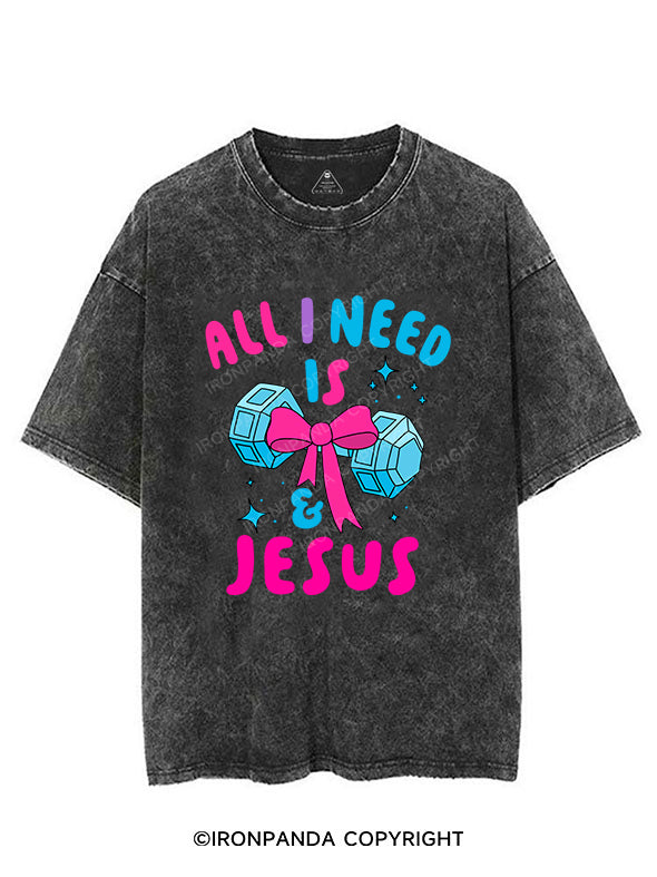 ALL I NEED IS MY WEIGHTS & JESUS VINTAGE GYM SHIRT