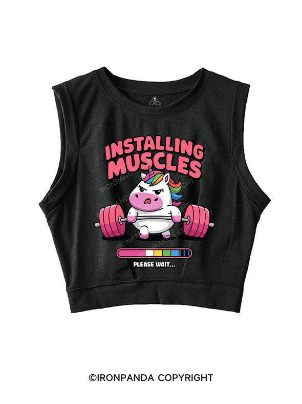 INSTALLING MUSCLES SLEEVELESS CROP TOPS