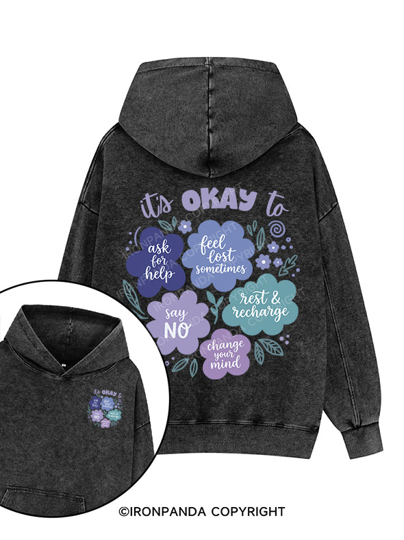 it's okay Printed Washed Gym Hoodie