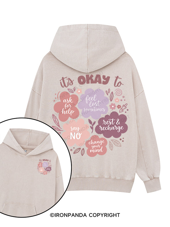 it's okay Printed Washed Gym Hoodie
