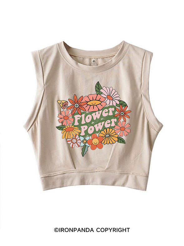 FLOWER POWER SLEEVELESS CROP TOPS