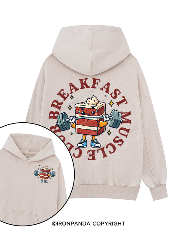 breakfast muscle club Printed Washed Gym Hoodie