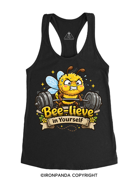 bee-lieve in yourself Gym Racerback Tank