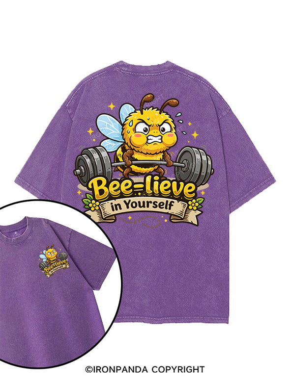 bee-lieve in yourself printed Gym Shirt