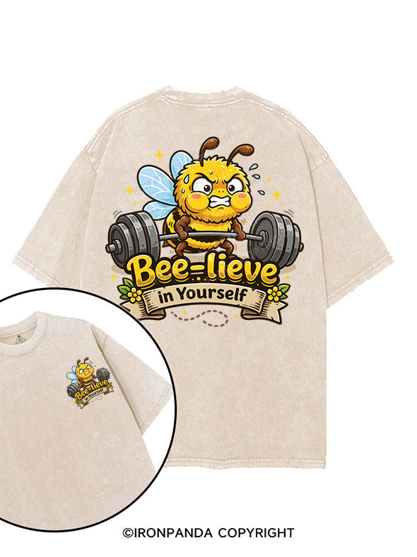 bee-lieve in yourself printed Gym Shirt