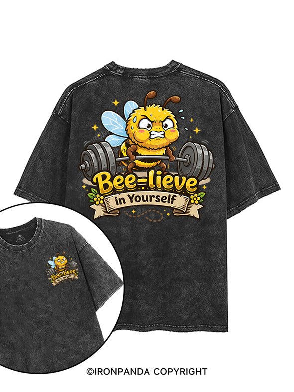 bee-lieve in yourself printed Gym Shirt