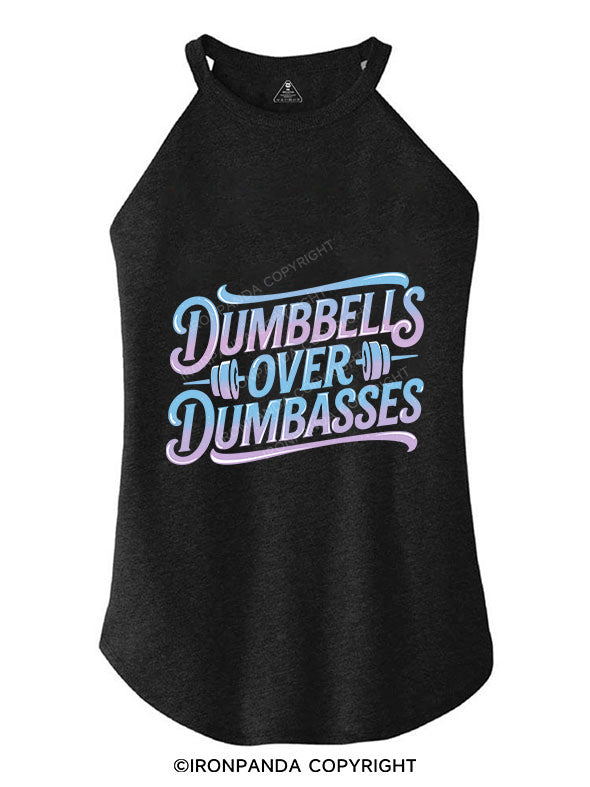 DUMBBELLS OVER DUMBASSES TRI ROCKER COTTON TANK
