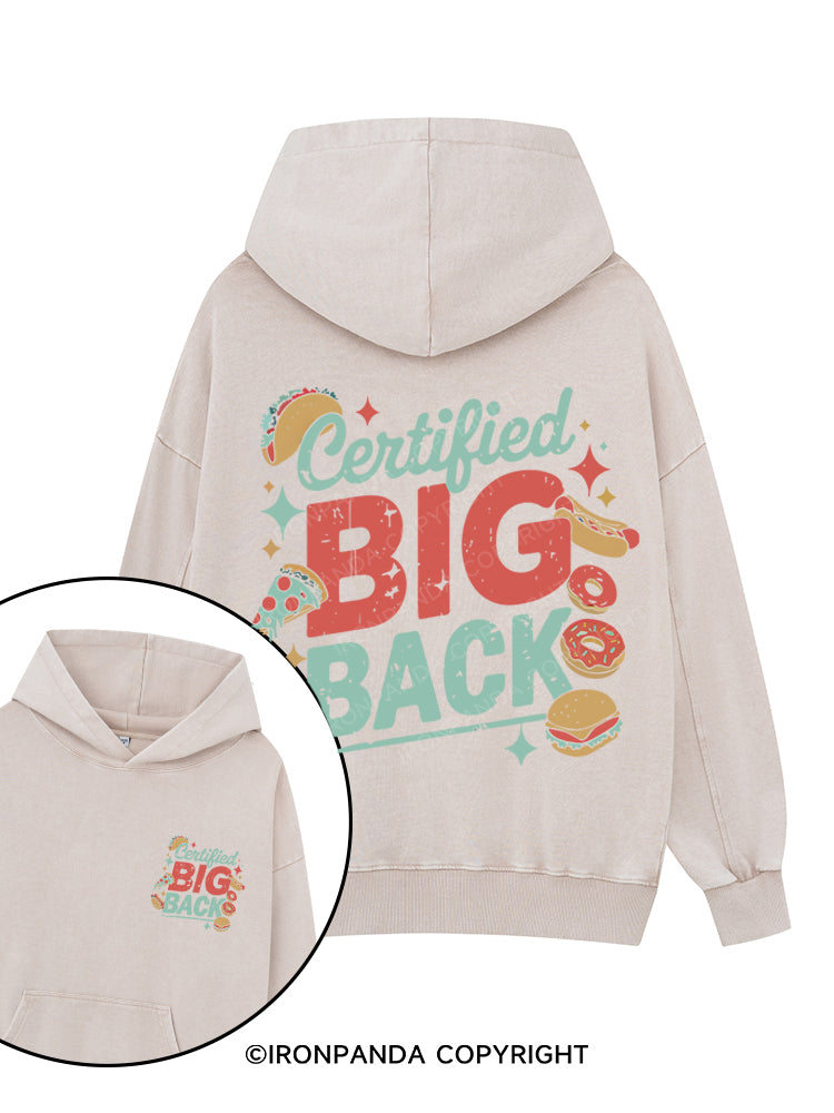 Certified Big Back Printed Washed Gym Hoodie