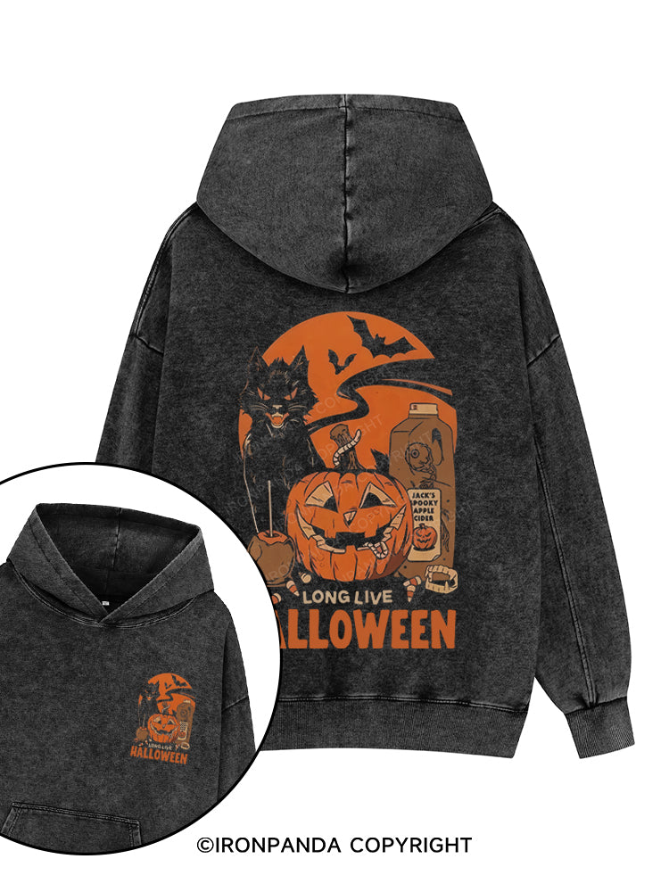 LONG LIVE HALLOWEEN Printed Washed Gym Hoodie