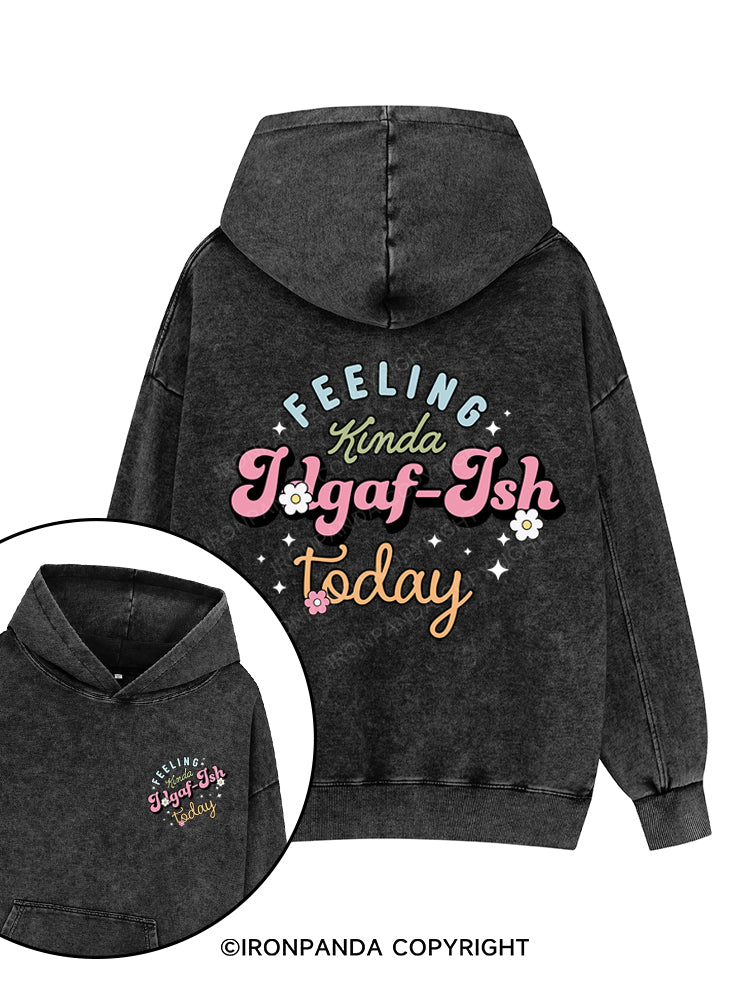 Feeling Kinda Idgaf-ish Today Printed Washed Gym Hoodie