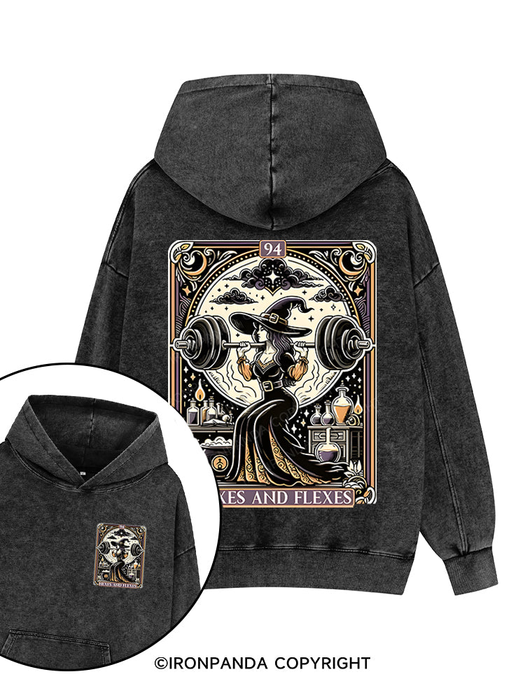 HEXES AND FLEXES Printed Washed Gym Hoodie
