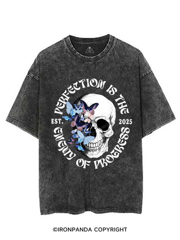 PERFECTION IS THE ENEMY OF PROGRESS VINTAGE GYM SHIRT