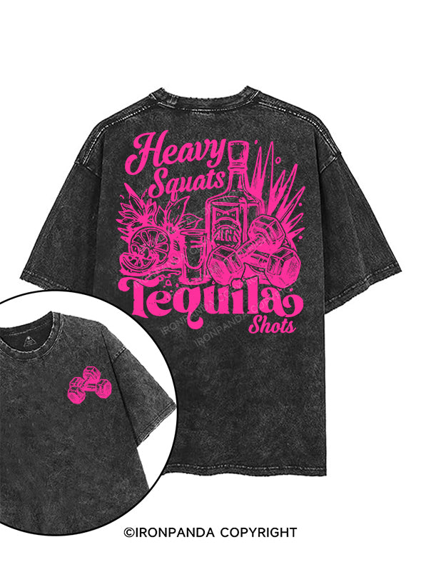 heavy squats & tequila shots printed Gym Shirt