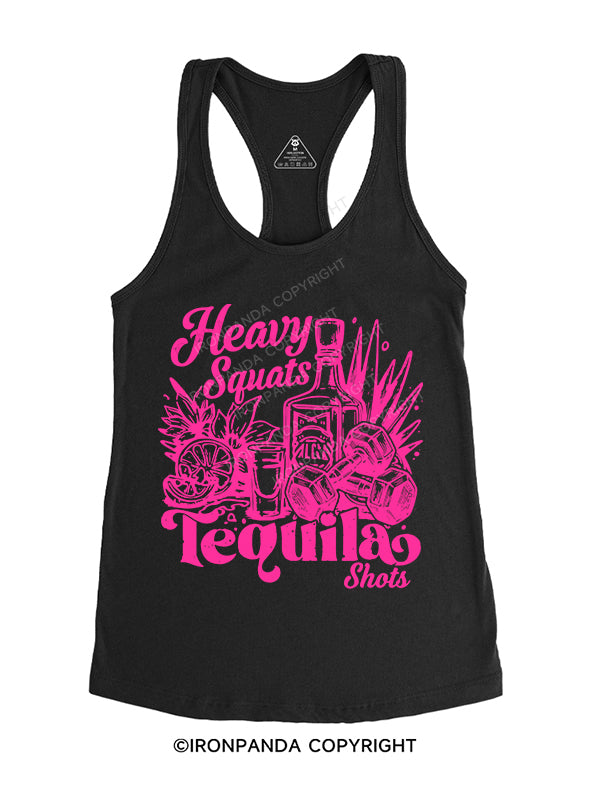 heavy squats & tequila shots Gym Racerback Tank