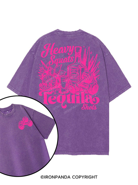 heavy squats & tequila shots printed Gym Shirt