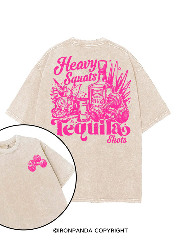 heavy squats & tequila shots printed Gym Shirt