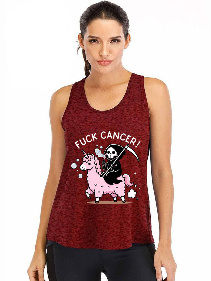 FUCK CANCER CUTE REAPER WITH UNICORN Ironpanda Women Fitness Tank