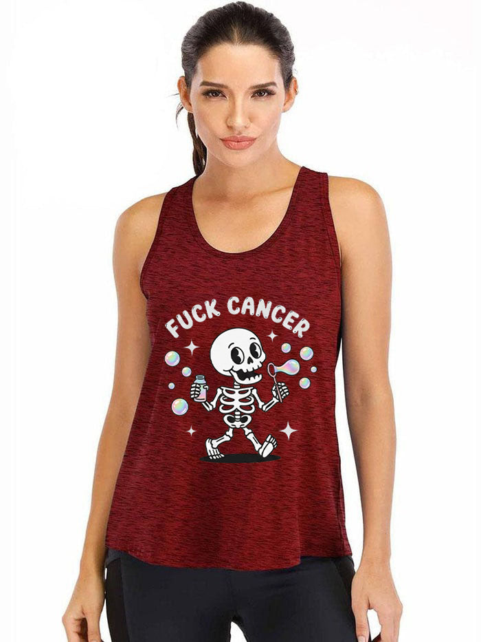FUCK CANCER BUBBLE SKELETON Ironpanda Women Fitness Tank
