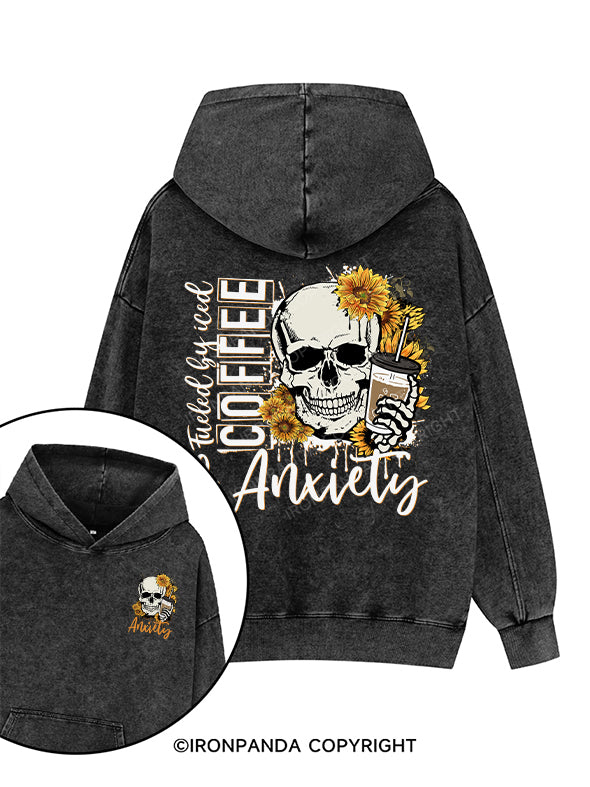 Fueled by Iced Coffee and Anxiety Printed Washed Gym Hoodie