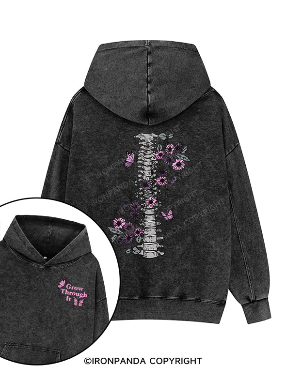 Grow Through It Printed Washed Gym Hoodie