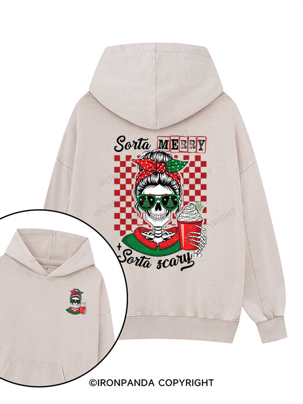 sorta merry sorta scary Printed Washed Gym Hoodie