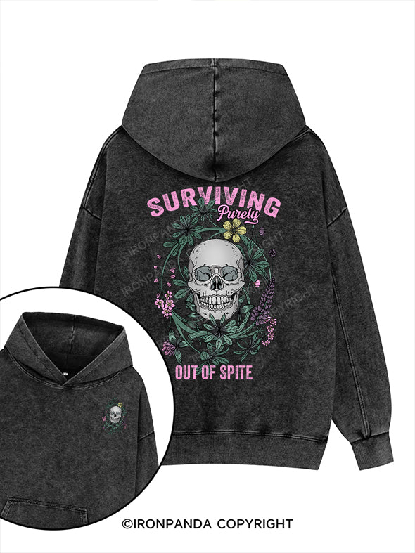 SURVIVING PURELY OUT OF SPITE Printed Washed Gym Hoodie