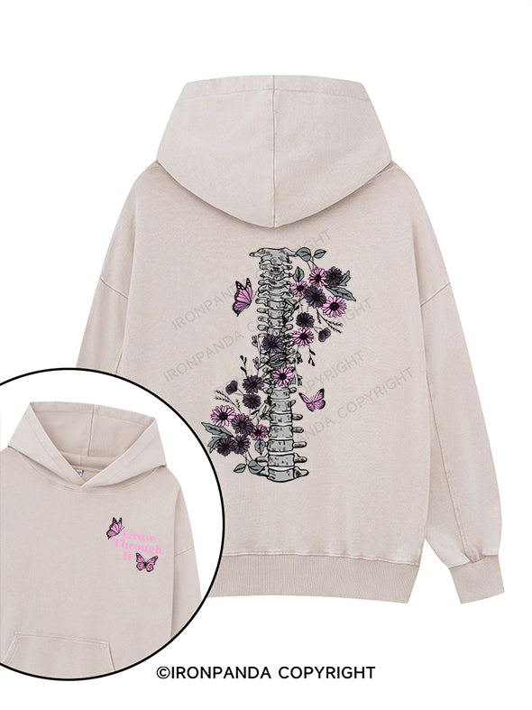 Grow Through It Printed Washed Gym Hoodie
