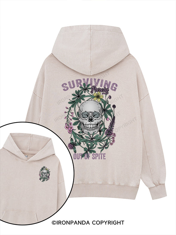 SURVIVING PURELY OUT OF SPITE Printed Washed Gym Hoodie