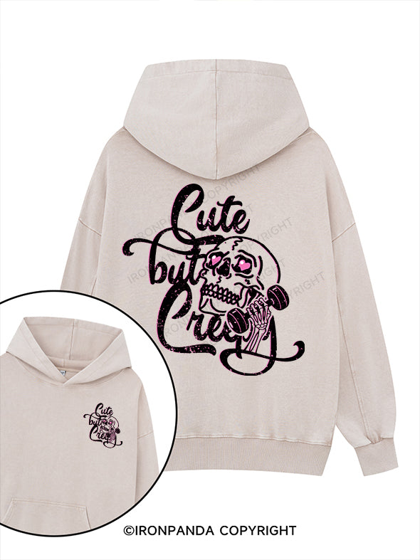 Cute but Creepy Printed Washed Gym Hoodie