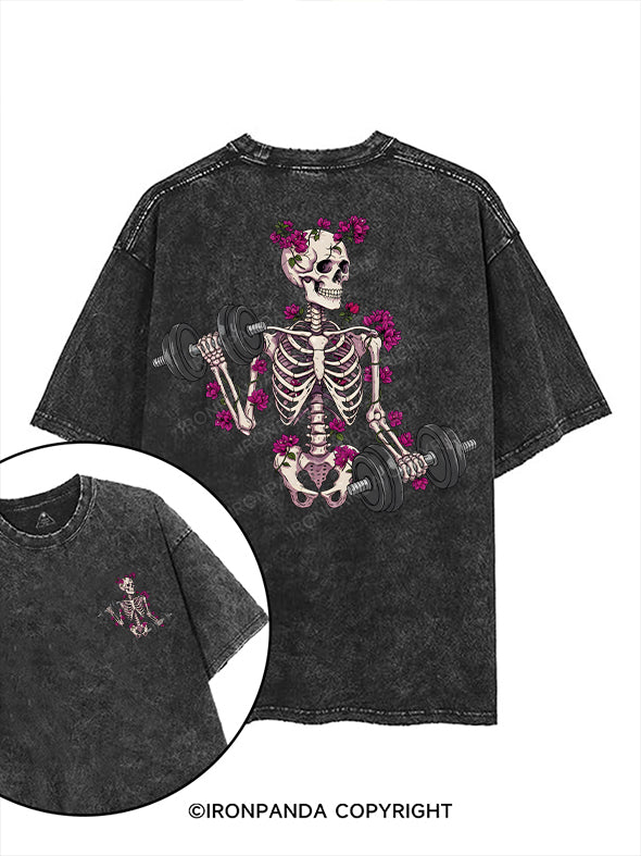 pink skull printed Gym Shirt